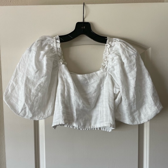 Sold | Faithful the Brand | White Barnette Puff Sleeve Top - Picture 3 of 8